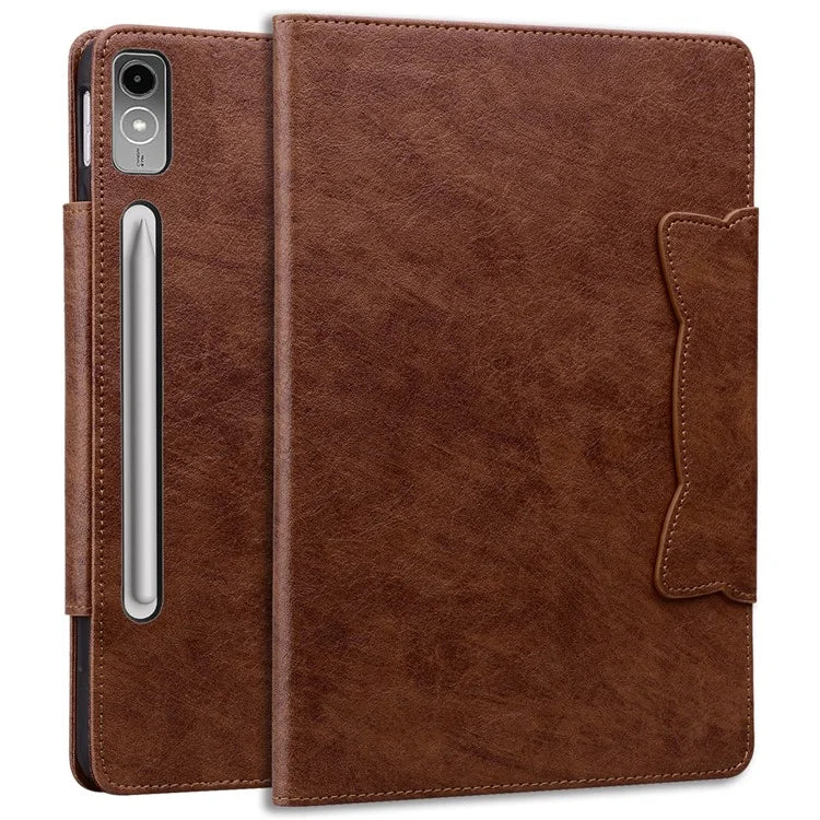 For Lenovo Tab P12 Shockproof Case Magnetic Clasp PU Leather Tablet Cover with Card Slots