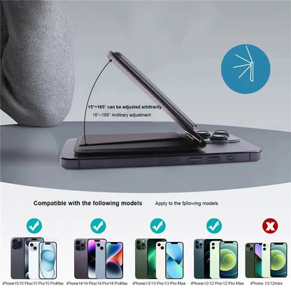 Phone Card Holder for iPhone 12-16 Series PU Leather Folding Kickstand Card Bag