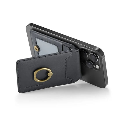 MAGKING K1 Kickstand Magnetic Card Holder Compatible with MagSafe RFID Blocking Cell Phone Wallet Built-In Ring