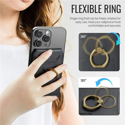 MAGKING K1 Kickstand Magnetic Card Holder Compatible with MagSafe RFID Blocking Cell Phone Wallet Built-In Ring