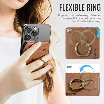 MAGKING K1 Kickstand Magnetic Card Holder Compatible with MagSafe RFID Blocking Cell Phone Wallet Built-In Ring