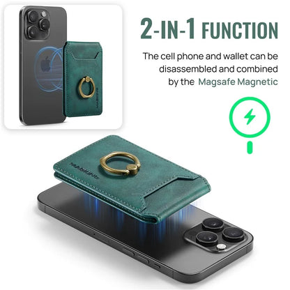 MAGKING K1 Kickstand Magnetic Card Holder Compatible with MagSafe RFID Blocking Cell Phone Wallet Built-In Ring