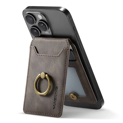 MAGKING K1 Kickstand Magnetic Card Holder Compatible with MagSafe RFID Blocking Cell Phone Wallet Built-In Ring