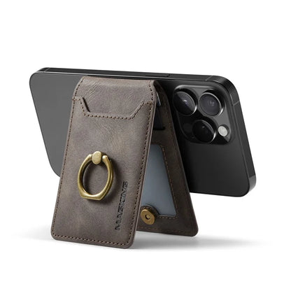 MAGKING K1 Kickstand Magnetic Card Holder Compatible with MagSafe RFID Blocking Cell Phone Wallet Built-In Ring