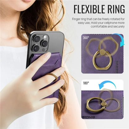 MAGKING K1 Kickstand Magnetic Card Holder Compatible with MagSafe RFID Blocking Cell Phone Wallet Built-In Ring