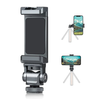 PULUZ PU3206B Gimbal Cold Shoe Phone Clamp Aluminum Alloy Retractable Phone Clip Holder
