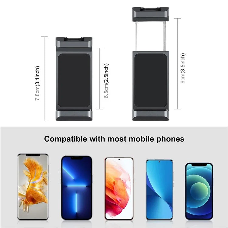 PULUZ PU3206B Gimbal Cold Shoe Phone Clamp Aluminum Alloy Retractable Phone Clip Holder