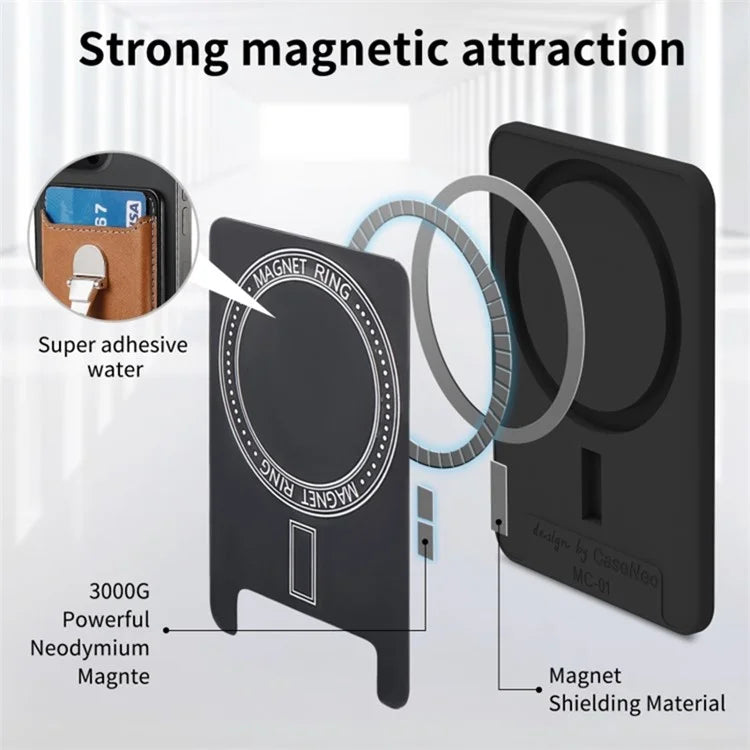 Card Holder Compatible with MagSafe PU Leather Kickstand Card Bag