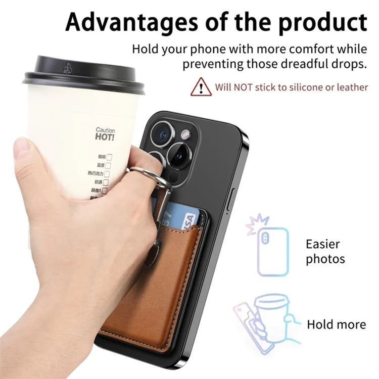 Card Holder Compatible with MagSafe PU Leather Kickstand Card Bag
