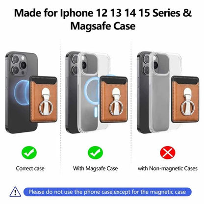 Card Holder Compatible with MagSafe PU Leather Kickstand Card Bag