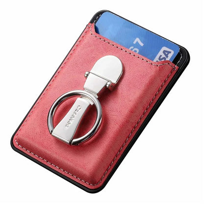 Card Holder Compatible with MagSafe PU Leather Kickstand Card Bag