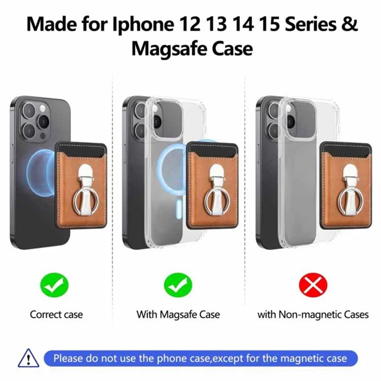 Card Holder Compatible with MagSafe PU Leather Kickstand Card Bag