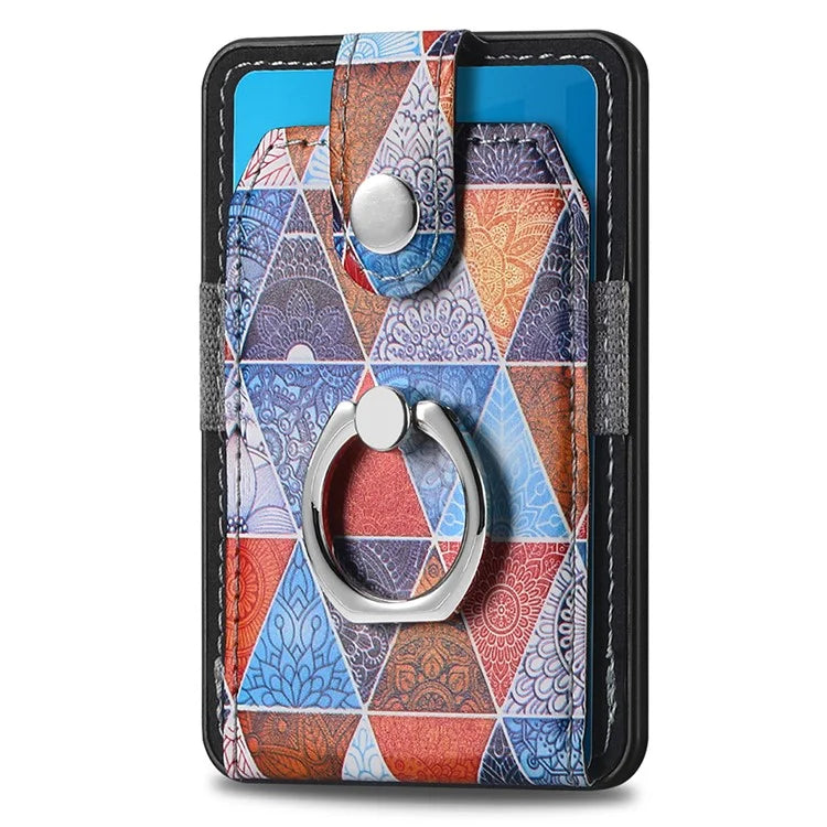 Magnetic Phone Back Card Holder Compatible with MagSafe Self-adhesive PU Leather Card Storage Pouch  /  Mandala