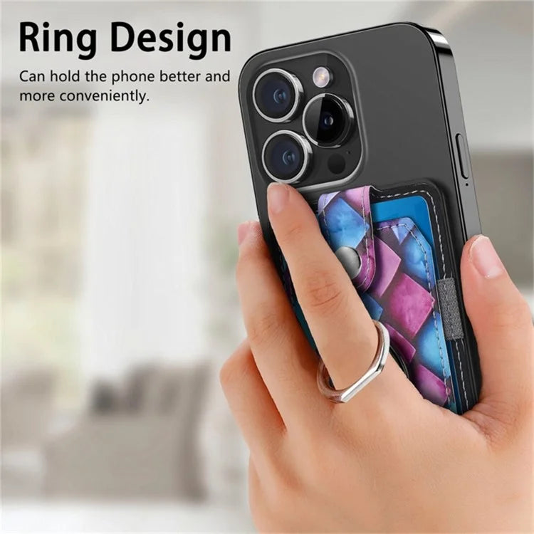 Magnetic Phone Back Card Holder Compatible with MagSafe Self-adhesive PU Leather Card Storage Pouch  /  Mandala