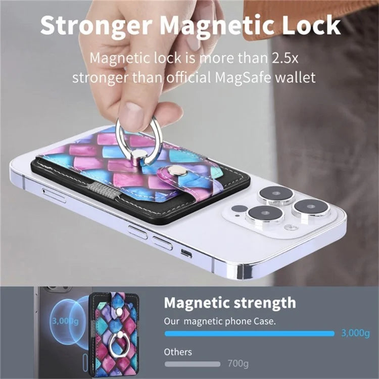 Magnetic Phone Back Card Holder Compatible with MagSafe Self-adhesive PU Leather Card Storage Pouch  /  Mandala
