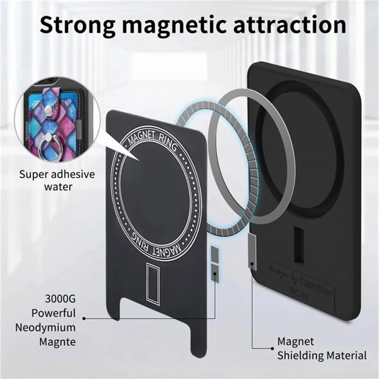 Magnetic Phone Back Card Holder Compatible with MagSafe Self-adhesive PU Leather Card Storage Pouch  /  Mandala