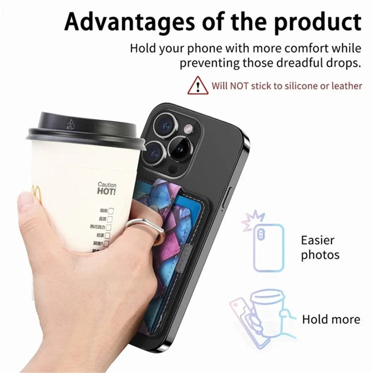 Magnetic Phone Back Card Holder Compatible with MagSafe Self-adhesive PU Leather Card Storage Pouch  /  Mandala