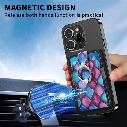 Magnetic Phone Back Card Holder Compatible with MagSafe Self-adhesive PU Leather Card Storage Pouch  /  Mandala