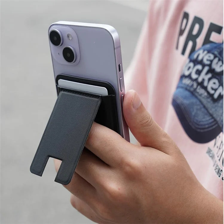 MRC048 Card Holder for Back of Phone Stick-on ID Credit Adhesive Leather Pouch Kickstand Card Sleeve Pocket
