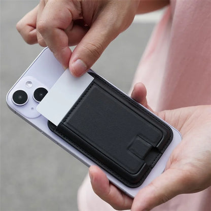 MRC048 Card Holder for Back of Phone Stick-on ID Credit Adhesive Leather Pouch Kickstand Card Sleeve Pocket