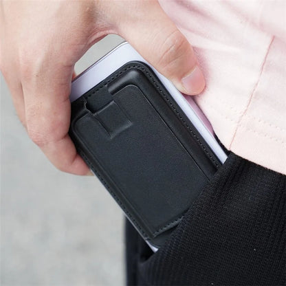 MRC048 Card Holder for Back of Phone Stick-on ID Credit Adhesive Leather Pouch Kickstand Card Sleeve Pocket