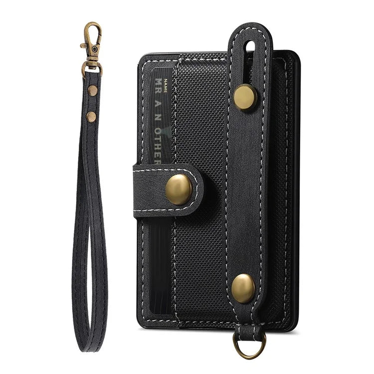 Cell Phone Card Holder Pouch Self-Adhesive Phone Kickstand with Wrist Strap
