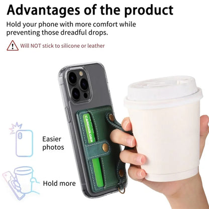 Cell Phone Card Holder Pouch Self-Adhesive Phone Kickstand with Wrist Strap