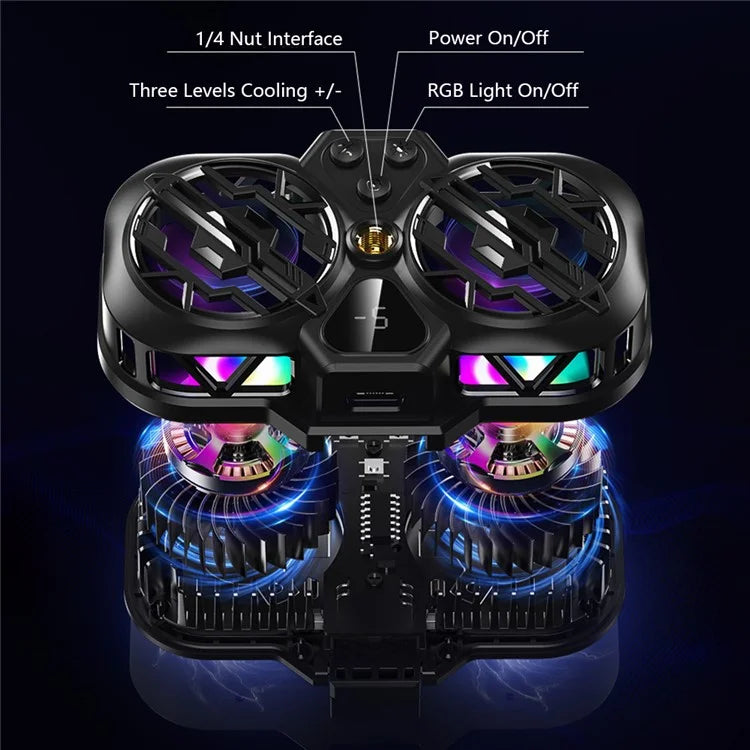 K11 Semiconductor Dual-Core Cooling Fan Smartphone Radiator with RGB Light