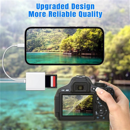 SD / TF Card Reader Driver Free Adapter with 8-pin + Type-C Cable for Apple and Android