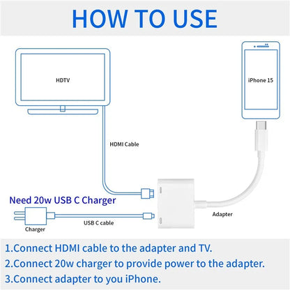 USB-C 4K PD 60W Adapter Type-C Male to HD Output+For iPhone Female Converter for iPhone 15 MacBook Samsung