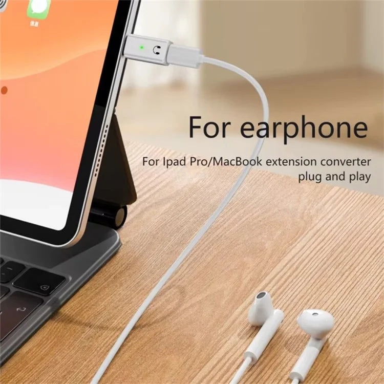 USB-C Male to 8-Pin Female Adapter Converter Audio Headphone Extension Connector