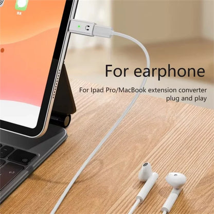 USB-C Male to 8-Pin Female Adapter Converter Audio Headphone Extension Connector