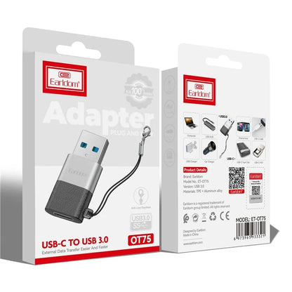 EARLDOM OT75 Type-C Female to USB Male Adapter Data Transfer Aluminum Alloy Converter