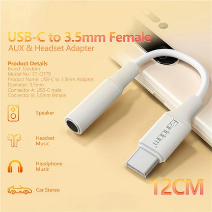 EARLDOM OT79 Type-C Male to 3.5mm Female Headphone Connection Adapter