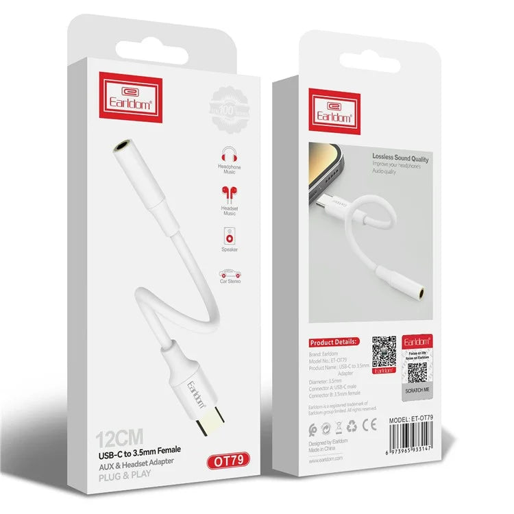 EARLDOM OT79 Type-C Male to 3.5mm Female Headphone Connection Adapter