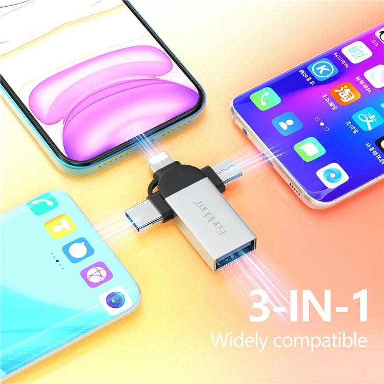 EARLDOM OT93 3-in-1 OTG Adapter 8 Pin Type-C Mirco Converter Connector