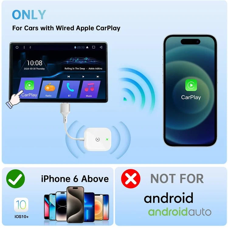 Car Wireless Carplay Adapter Wired to Wireless Carplay Dongle for iPhone