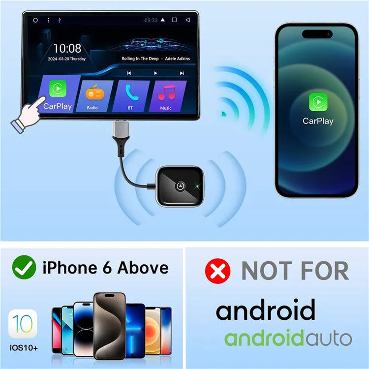 Car Wireless Carplay Adapter Wired to Wireless Carplay Dongle for iPhone