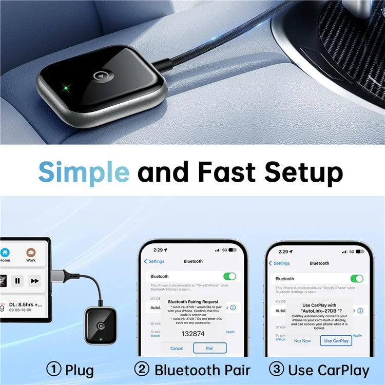 Car Wireless Carplay Adapter Wired to Wireless Carplay Dongle for iPhone
