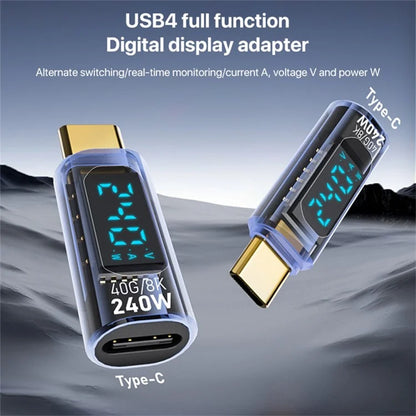 Type-C Male to Type-C Female 240W Digital Display Charging Data Video Transmission Adapter