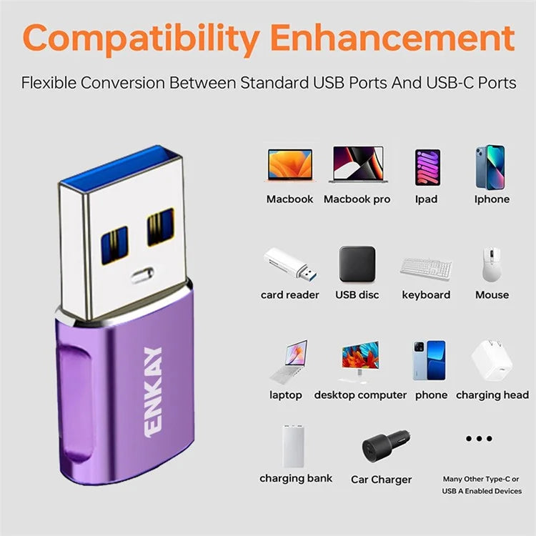 ENKAY HAT PRINCE ENK-AT119 USB 3.0 Male Adapter to Type-C Female Fast Data Transfer Converter