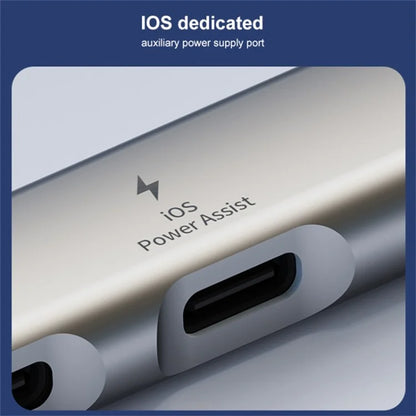 Type-C / 8-Pin 5-in-1 USB Hub Type-C Charging + Type-C Data + 2xUSB + 3.5mm Headphone Jack Adapter