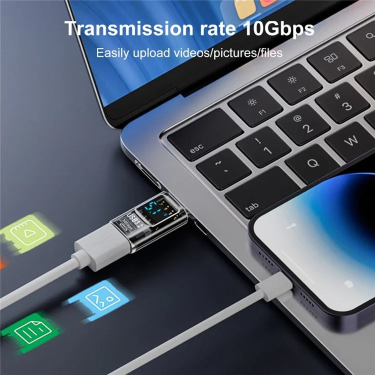 60W 10Gbps Digital Display Adapter Type-C to USB-A Female to Male Mini Converter