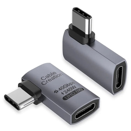 CABLECREATION USB 4.0 Elbow Type-C Male to Type-C Female Converter 240W Fast Charging Adapter