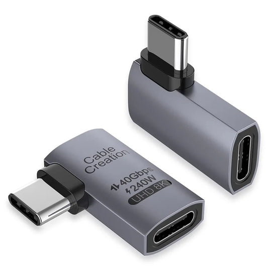 CABLECREATION USB 4.0 Elbow Type-C Male to Type-C Female Converter 240W Fast Charging Adapter