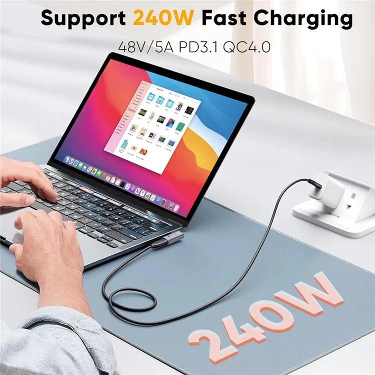 CABLECREATION USB 4.0 Elbow Type-C Male to Type-C Female Converter 240W Fast Charging Adapter