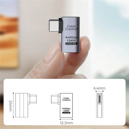 CABLECREATION USB 4.0 Elbow Type-C Male to Type-C Female Converter 240W Fast Charging Adapter