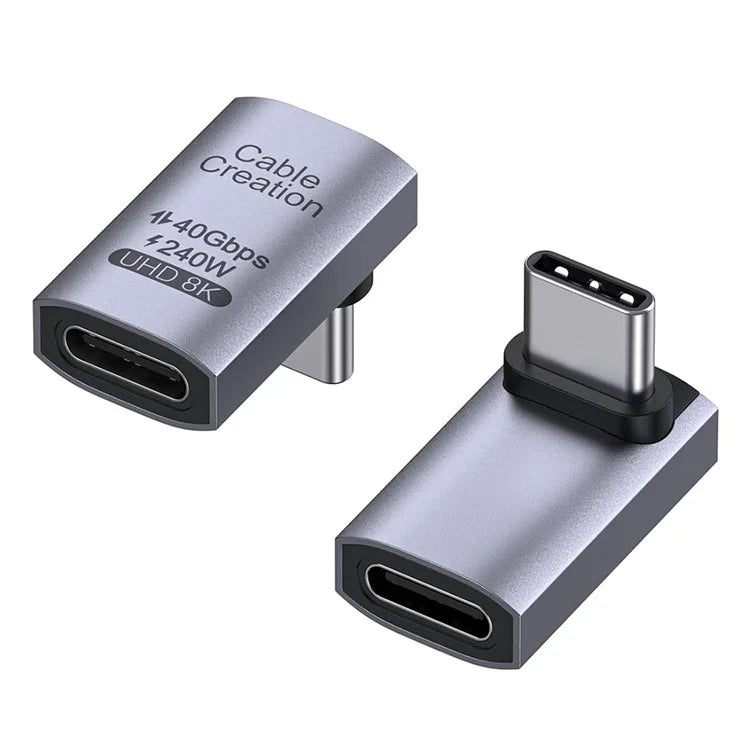 CABLECREATION USB 4.0 Elbow Type-C Male to Type-C Female Converter 240W Fast Charging Adapter