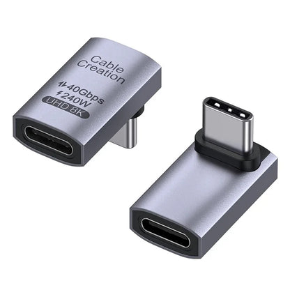 CABLECREATION USB 4.0 Elbow Type-C Male to Type-C Female Converter 240W Fast Charging Adapter