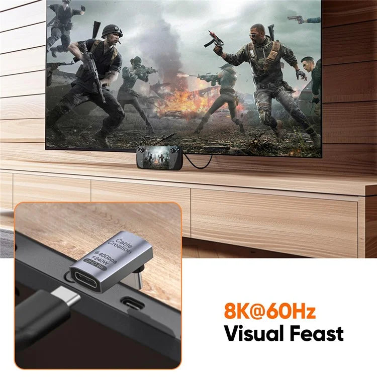 CABLECREATION USB 4.0 Elbow Type-C Male to Type-C Female Converter 240W Fast Charging Adapter